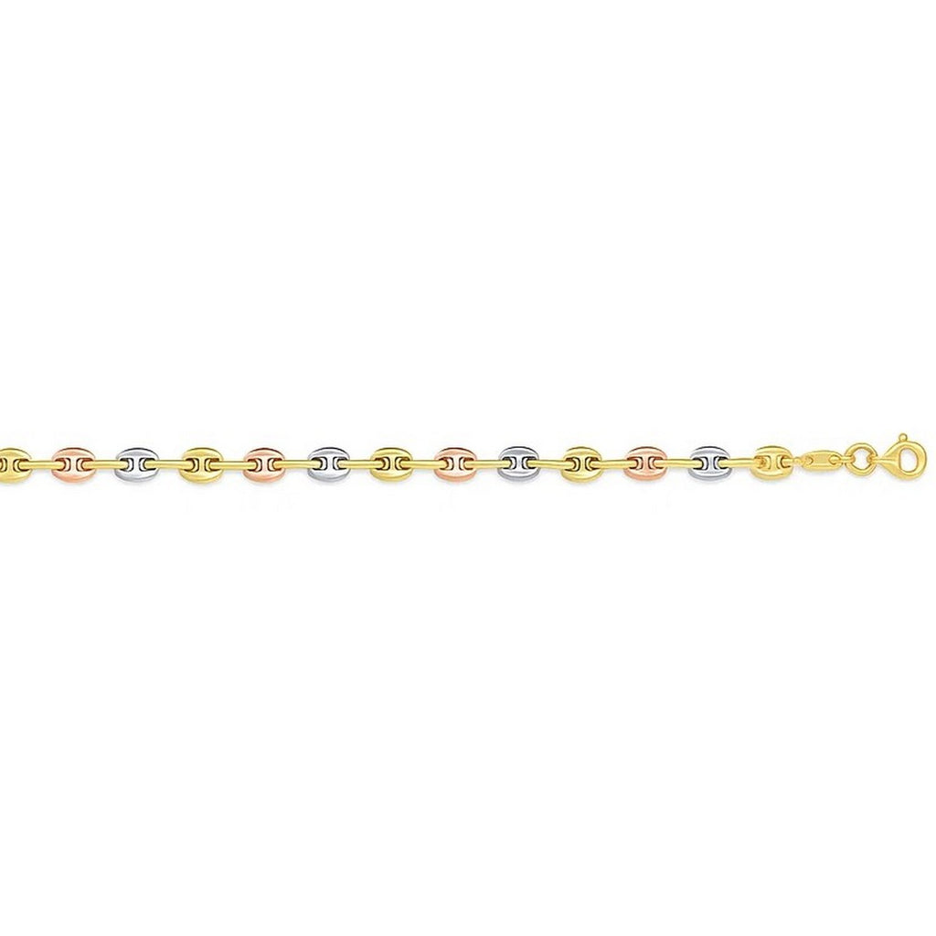 14k Tri Color Gold Mariner Link Bracelet (4.90 mm)