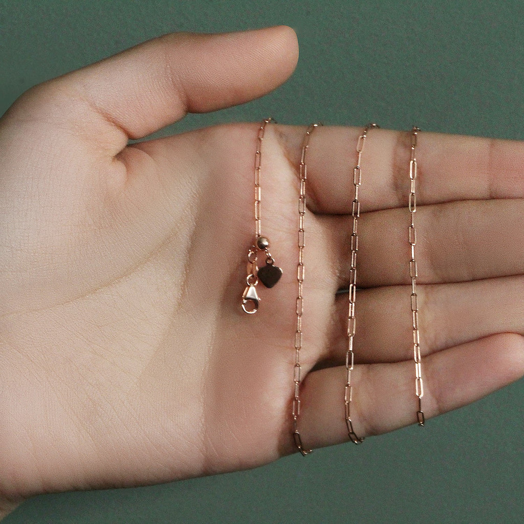 14k Rose Gold Adjustable Paperclip Chain (1.50 mm)
