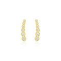 14k Yellow Gold Graduated Circles Climber Post Earrings with Cubic Zirconias