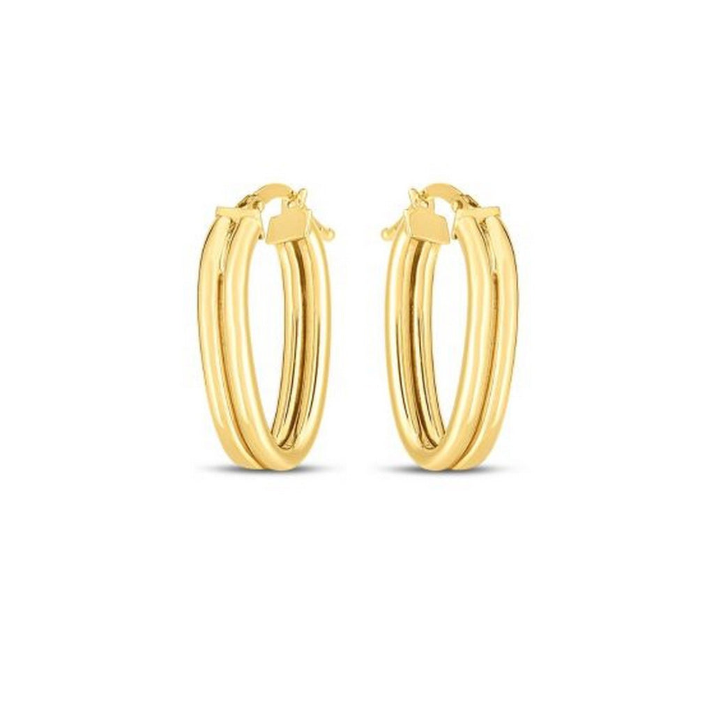 14K Yellow Gold Double Oval Hoop Earrings