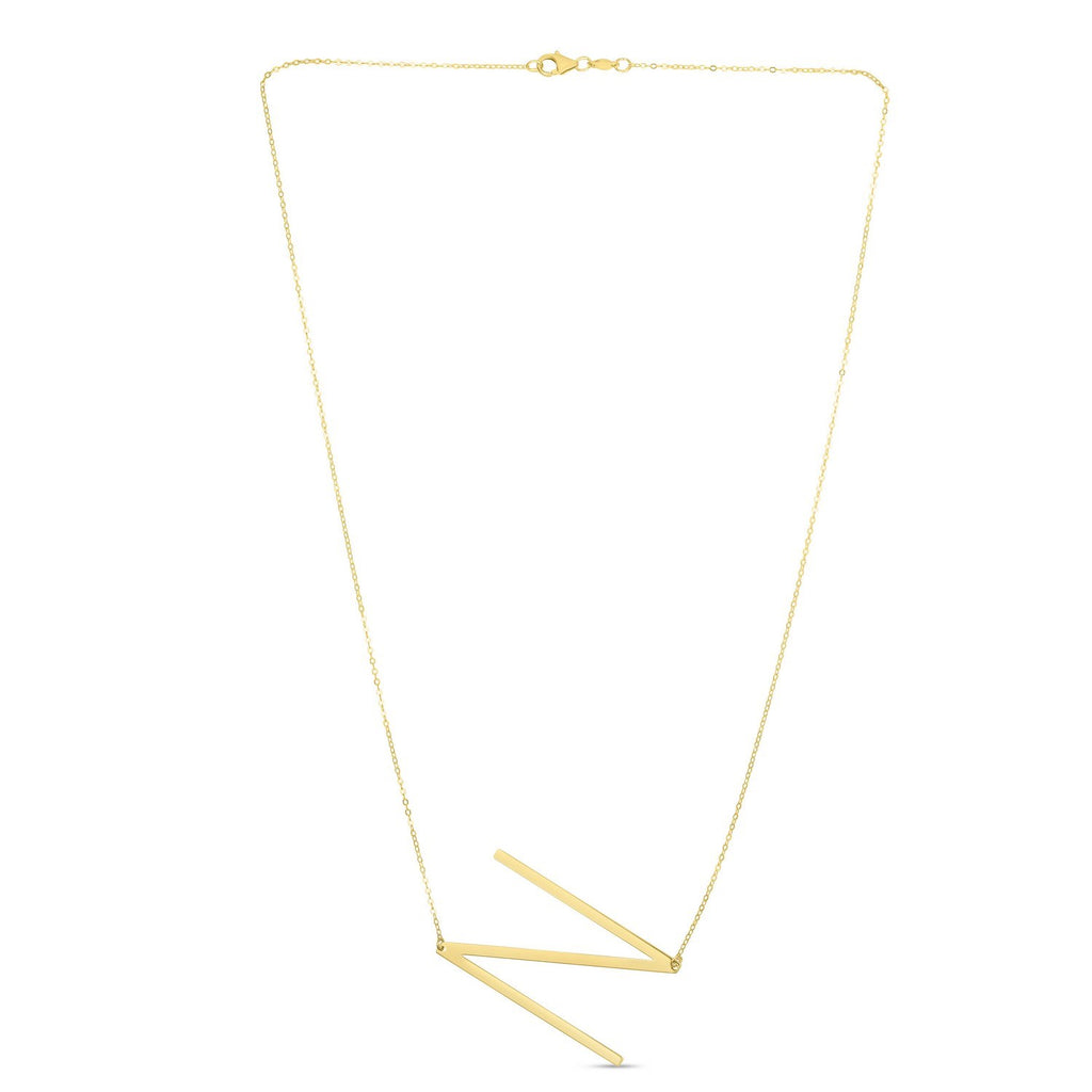 14K Yellow Gold Yours Truly Large Initial N Necklace