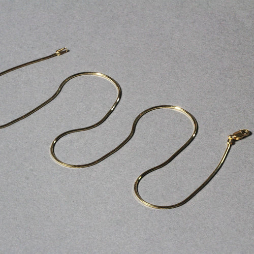 1.0mm 14K Yellow Gold Octagonal Shiny Snake Chain