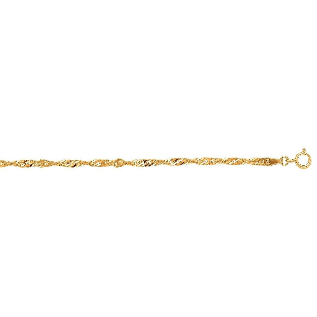 10k Yellow Gold Singapore Bracelet (1.50 mm)