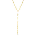 14k Yellow Gold Paperclip Chain Lariat Necklace