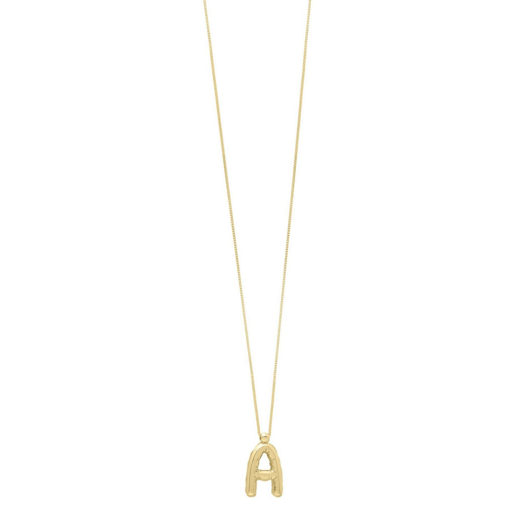 14K Yellow Gold Helium Initial A Pendant