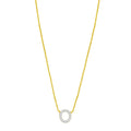 14K Yellow Gold Mini Diamond O Initial Pendant Necklace