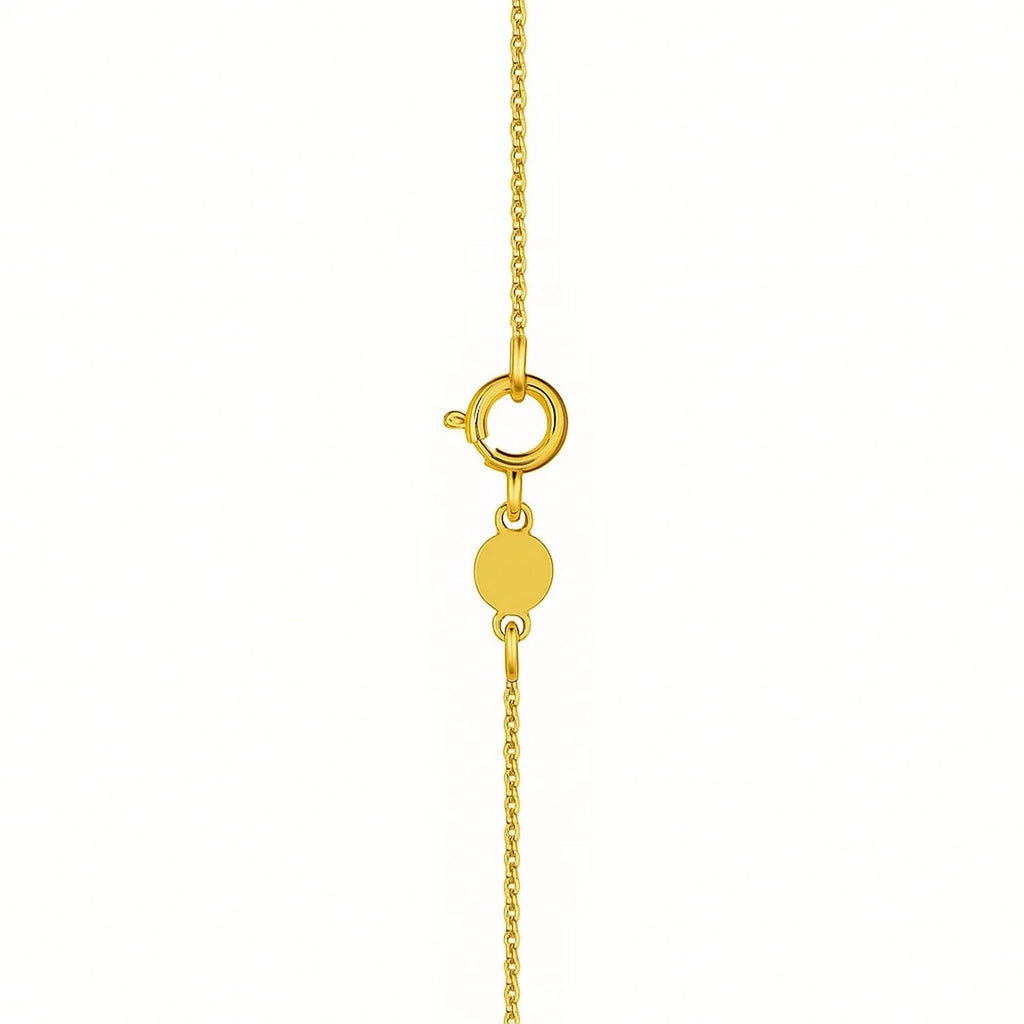 14K Yellow Gold Mini Diamond O Initial Pendant Necklace