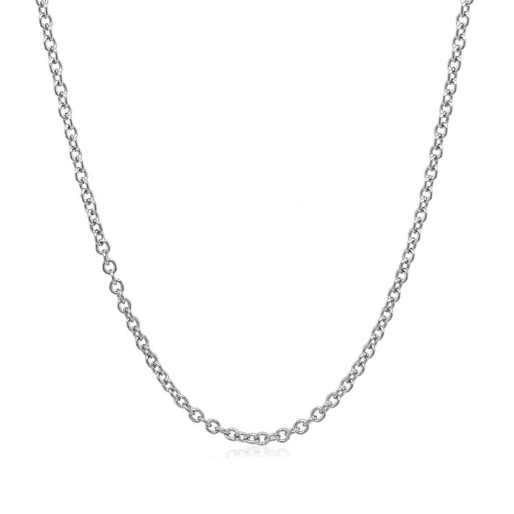 14k White Gold Round Cable Link Chain (2.4 mm)