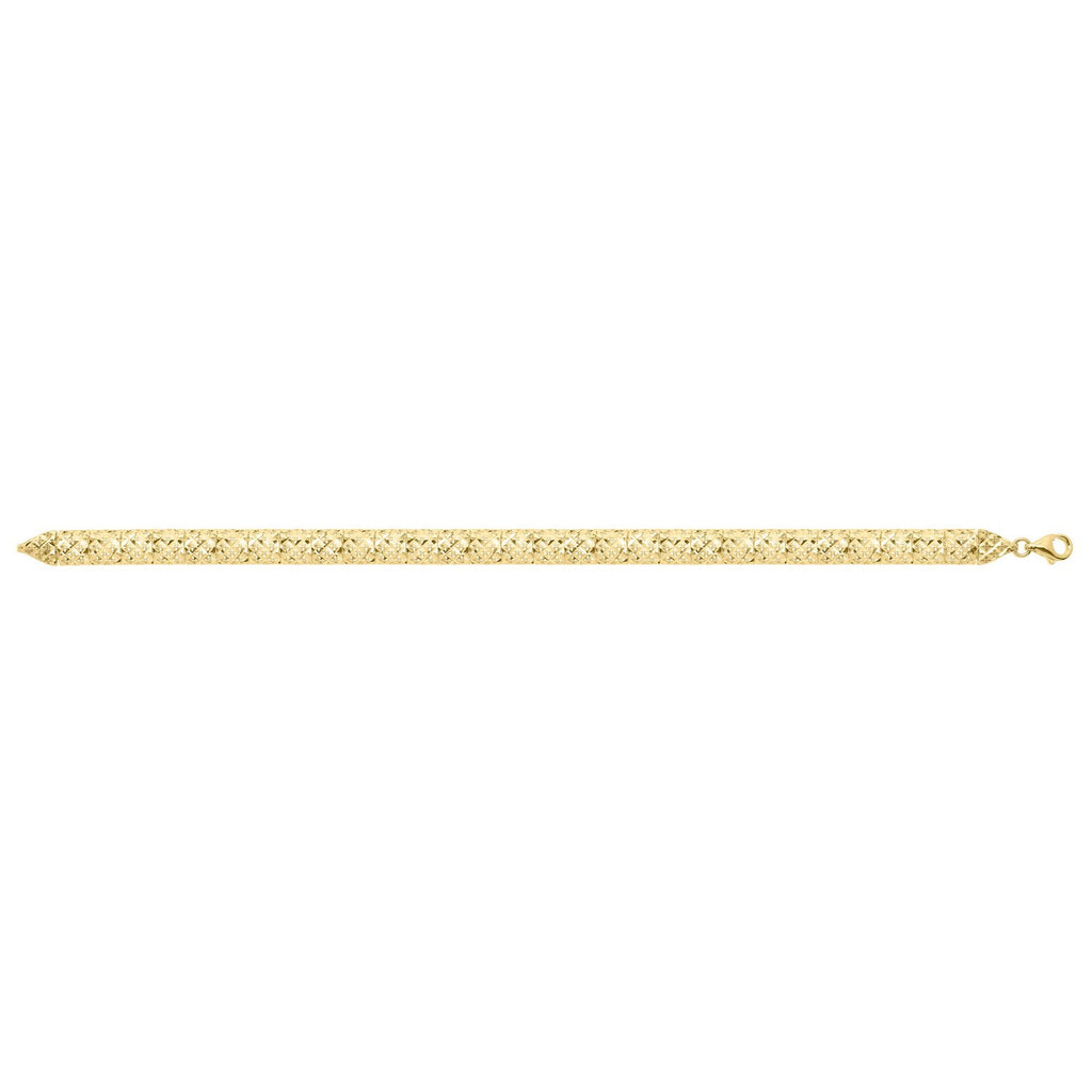 10K Yellow Gold Diamond Cut Square Link Necklace