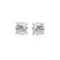 14k White Gold Stud Earrings with White Hue Faceted Cubic Zirconia(6mm)