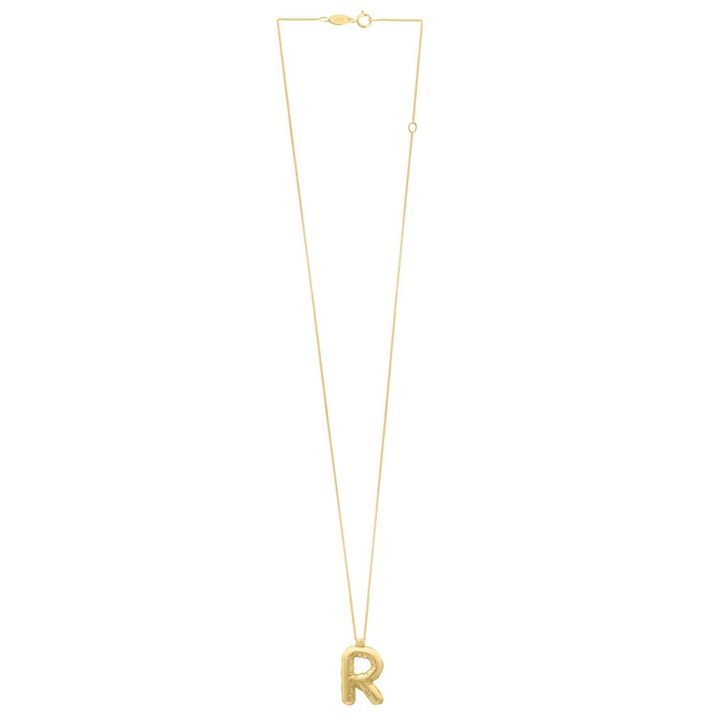 14K Yellow Gold Helium Initial R Pendant