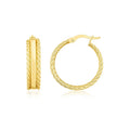14K Yellow Gold Triple Row Hoop Earrings