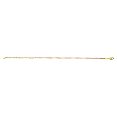 10K Yellow Gold Tricolor Diamond Cut Bead Bracelet