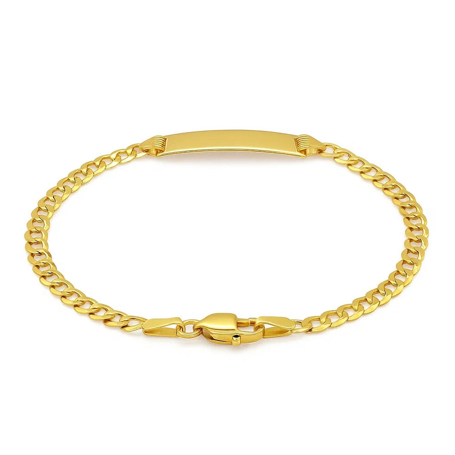 14k Yellow Gold Curb Link Style Childrens ID Bracelet (3.30 mm)