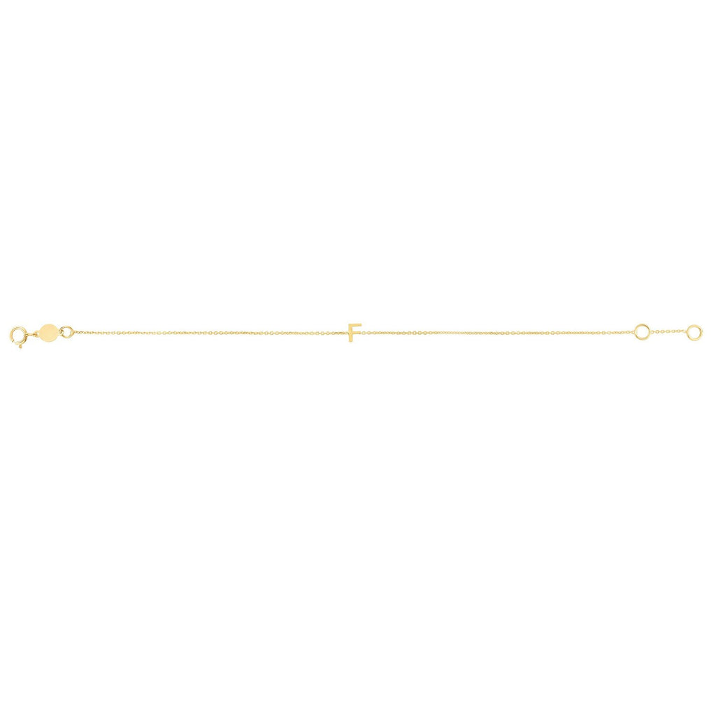 14K Yellow Gold Mini Initial F Bracelet