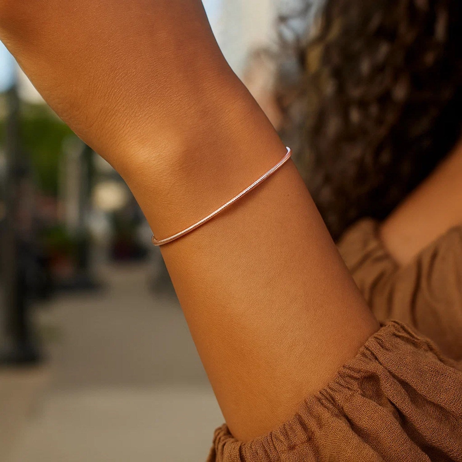 14K Rose Gold Diamond Cut Stack Bangle Bracelet (1.80 mm)