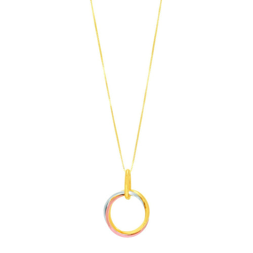 14k Tri-Color Gold Open Interlaced Ring Pendant