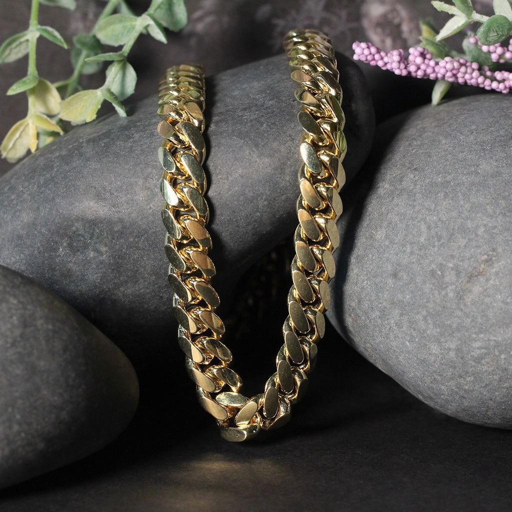 14k Yellow Gold Classic Miami Cuban Solid Chain (9.20 mm)
