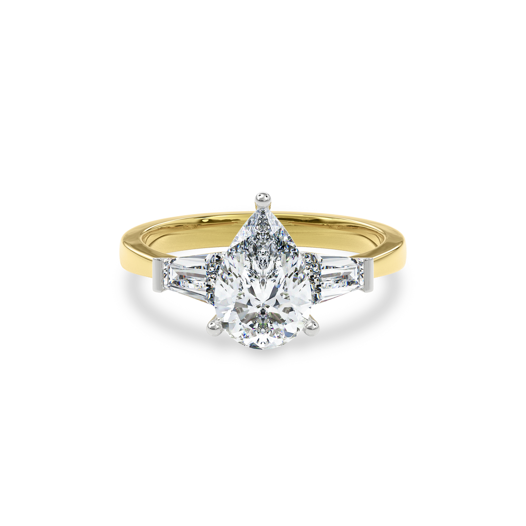 Daphnis Three Stones Engagement Ring Pear•Yellow Gold