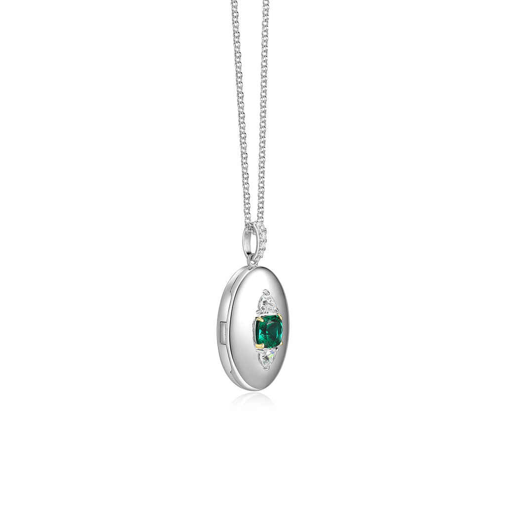 Rhodium Plated Guardian Eye Birthstone Locket SN005R