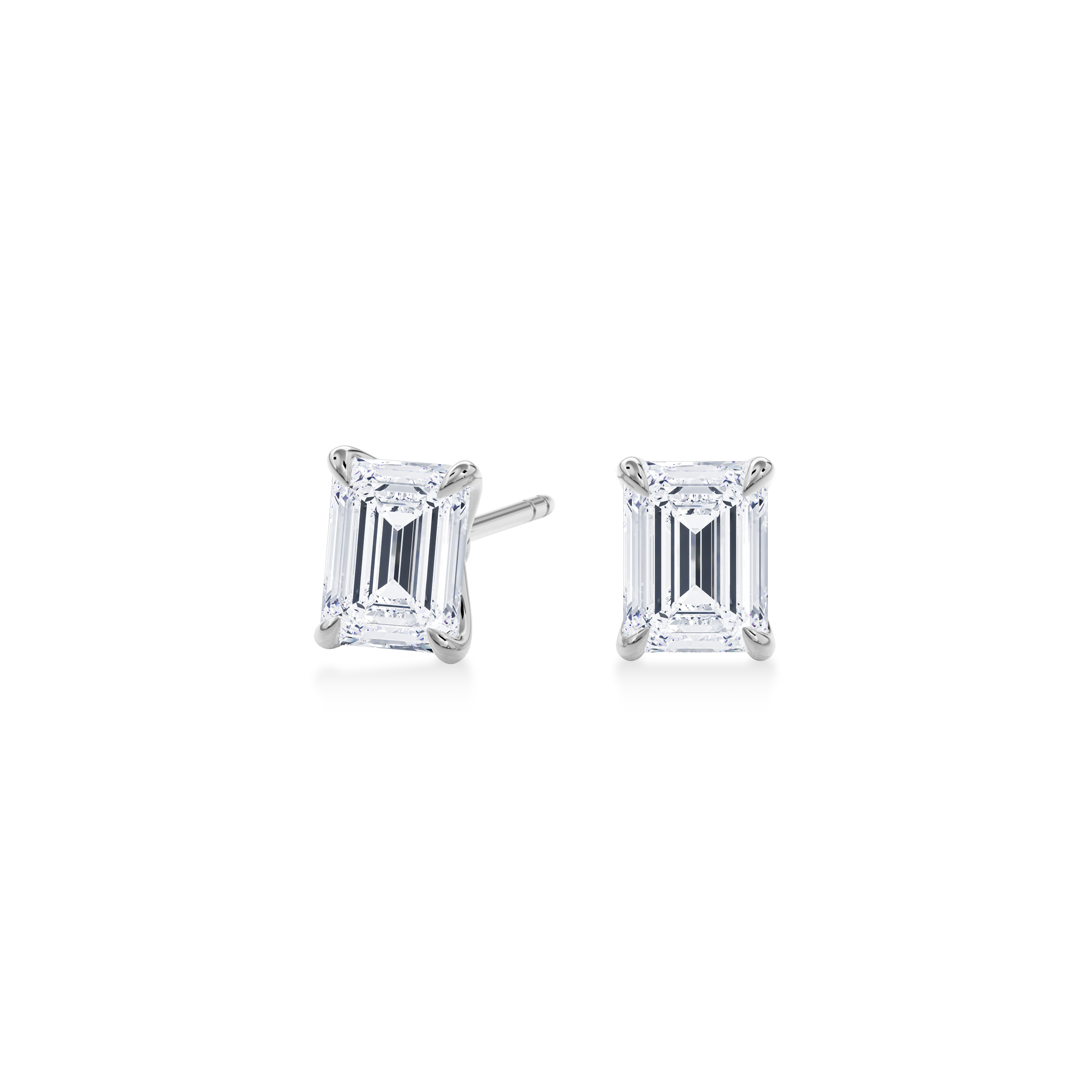 Dia Emerald LGD Classic Stud Earring in 14K White Gold (Single Earring)
