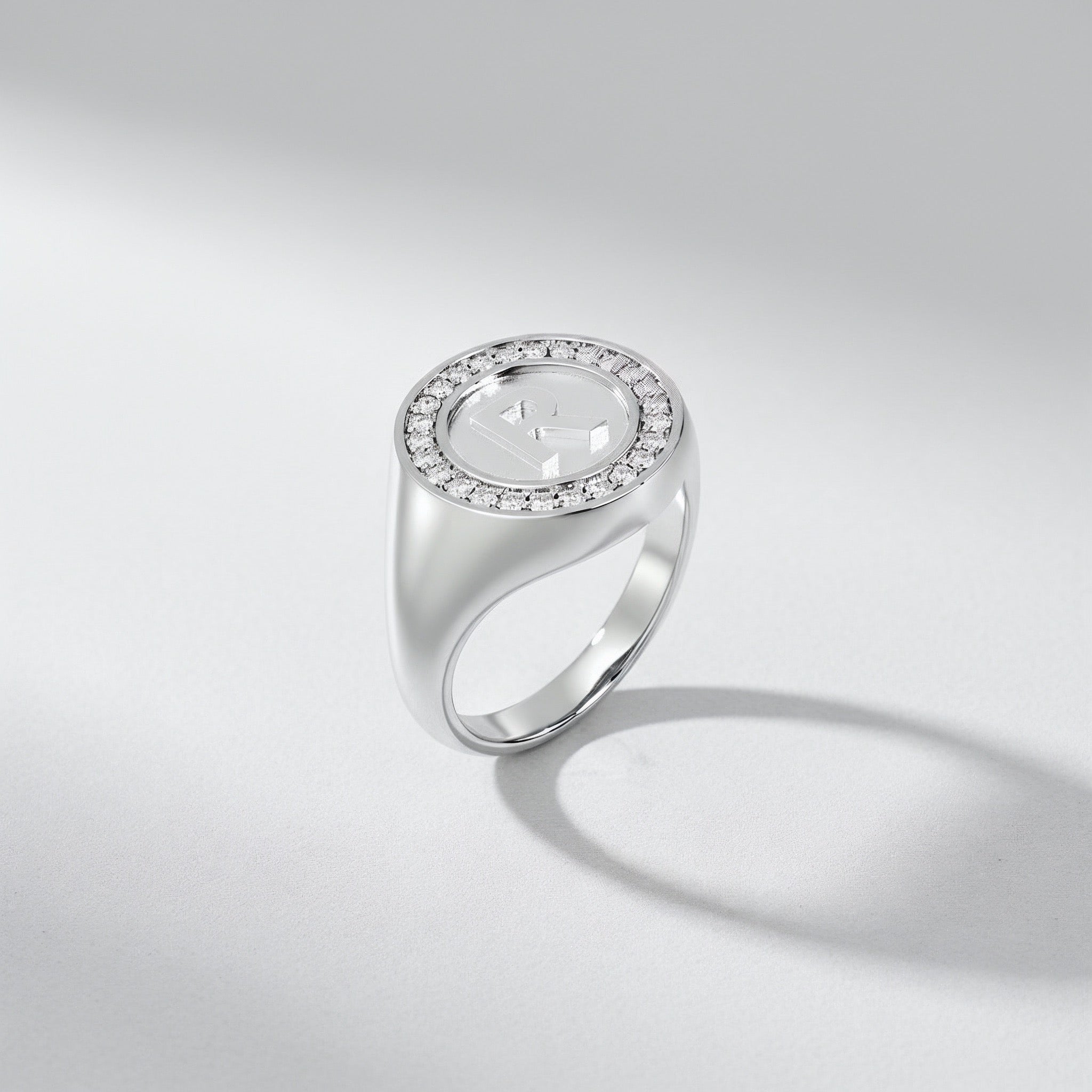 Rhodium Plated Silver Monogram Initial Ring SS25R001R