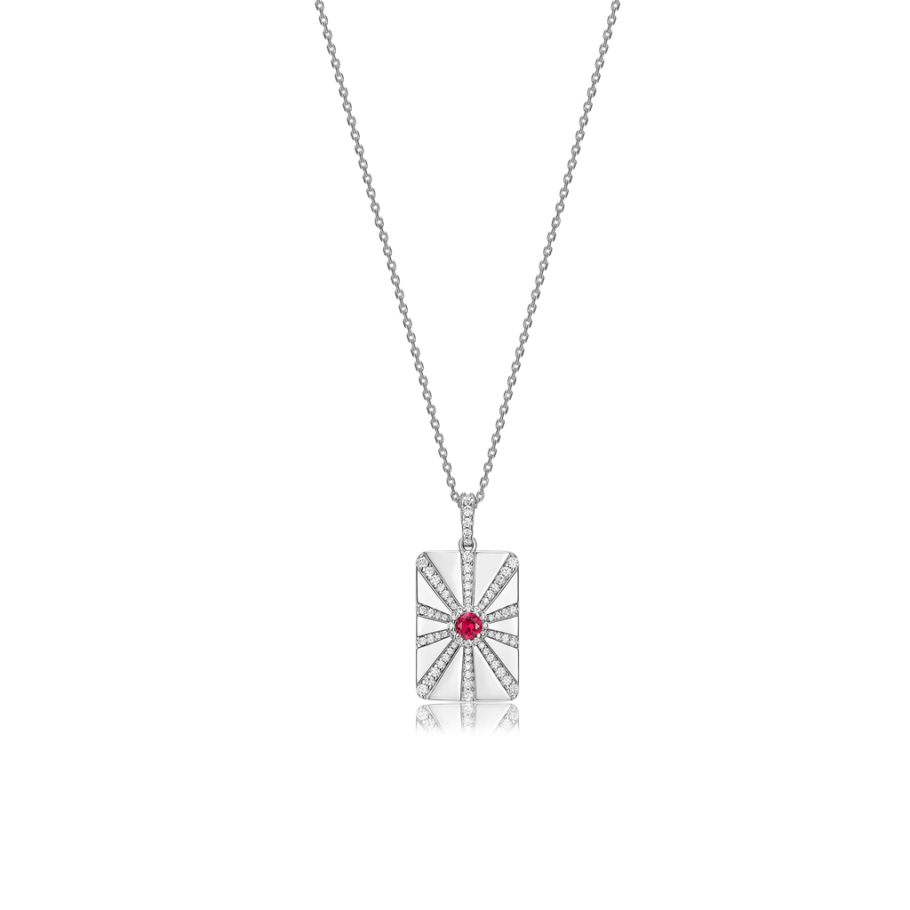 Rhodium Plated Modern Ray Locket SN013
