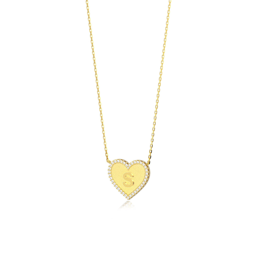 18k Gold Plated Silver Heart Initial Necklace AW24N003G