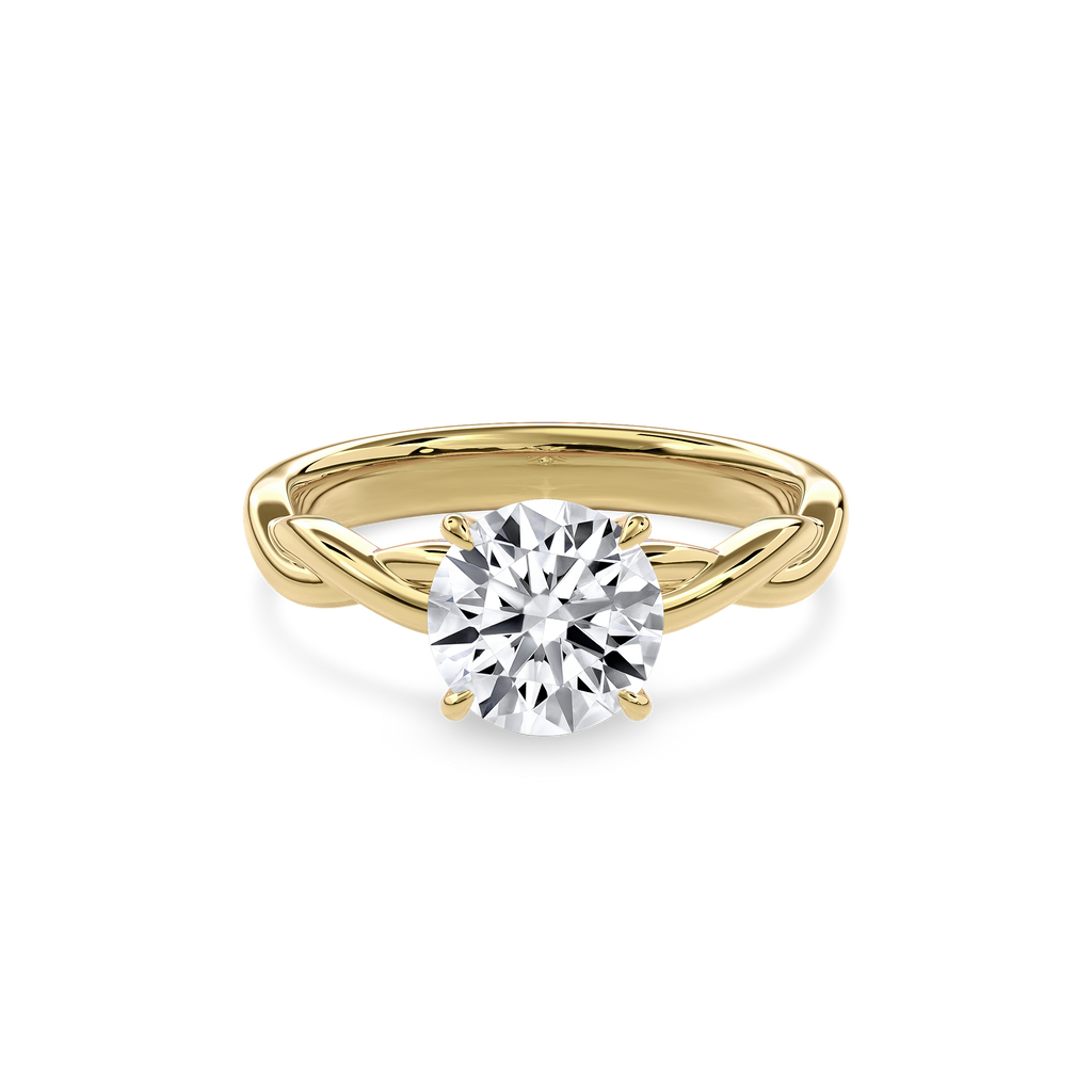 Rhea Twisted Engagement Ring Round•Yellow Gold