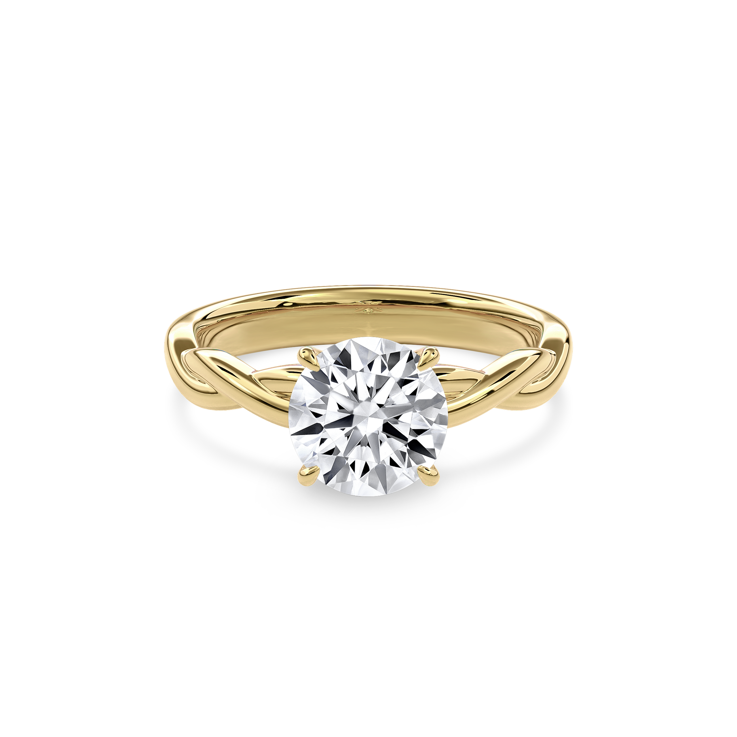 Rhea Twisted Engagement Ring Round•Yellow Gold