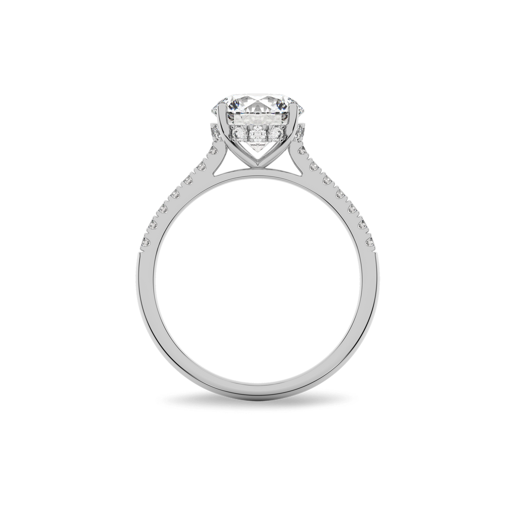 Hidden Halo II Round  Lab Grown Diamond Ring in 14K White Gold