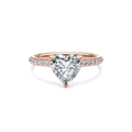 Dia Solitaire Pave Engagement Ring Heart•Rose Gold
