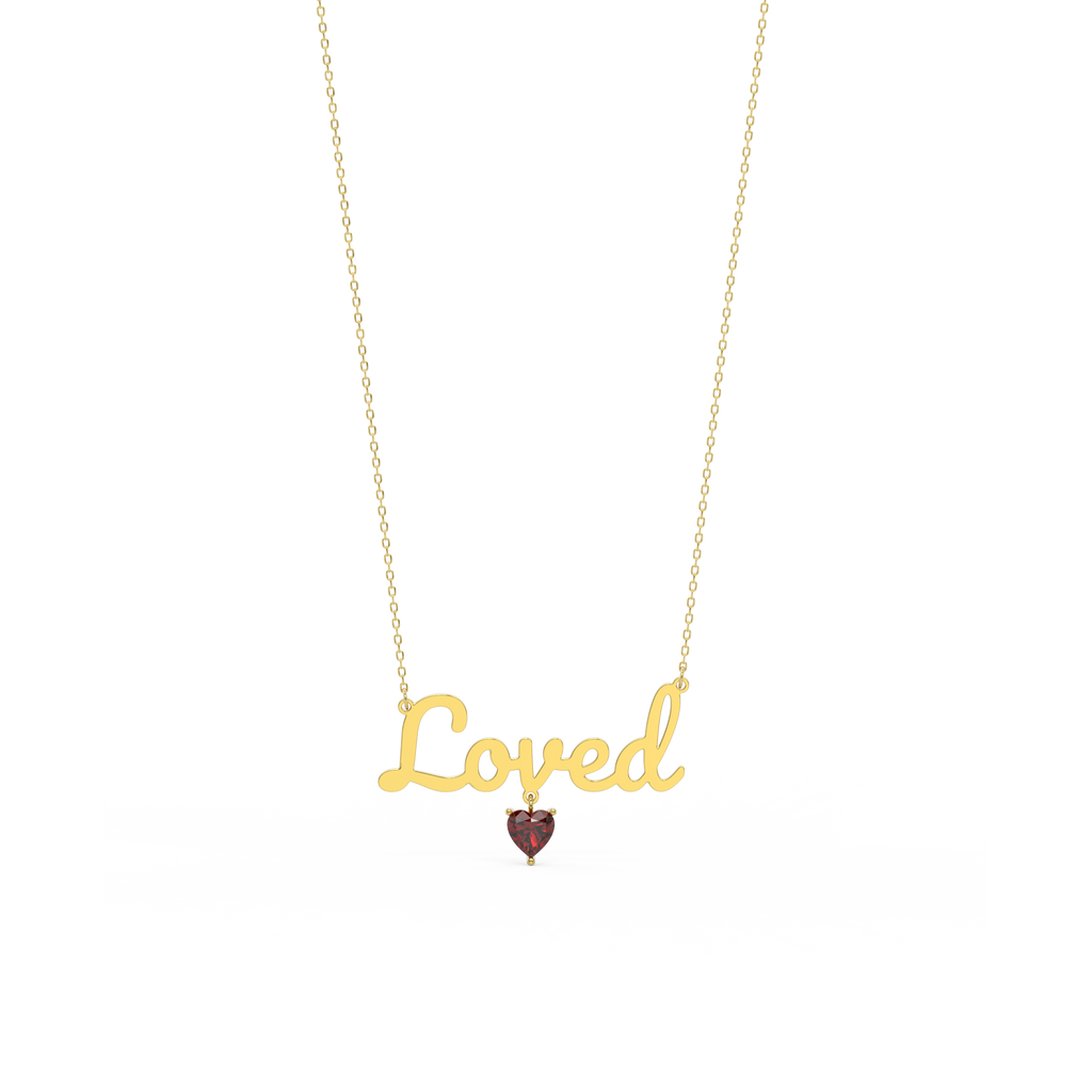18k Gold Plated Heart Birthstone Name Necklace SN001G