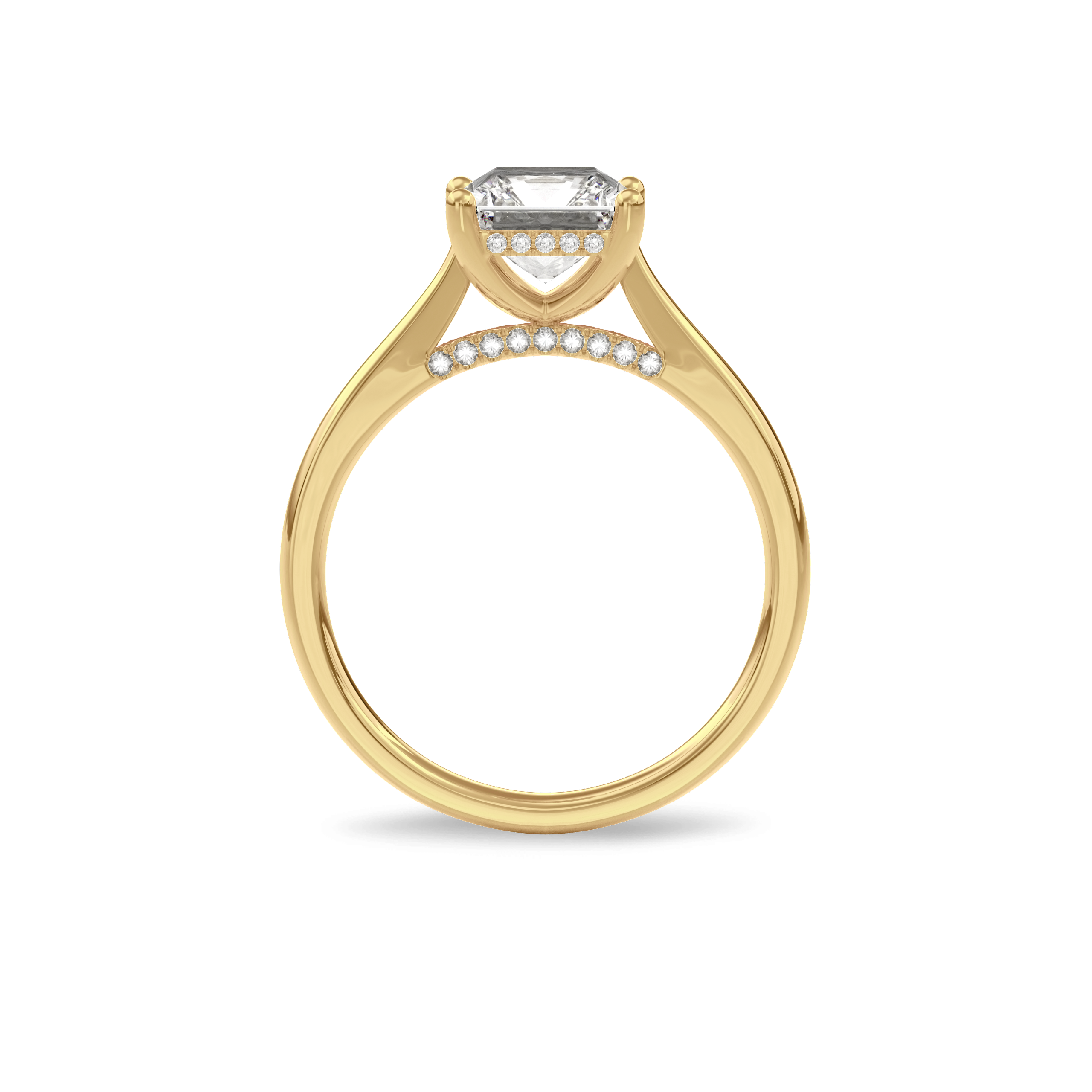 Elara Hidden Halo Salitaire Engagement Ring Radiant•Yellow Gold