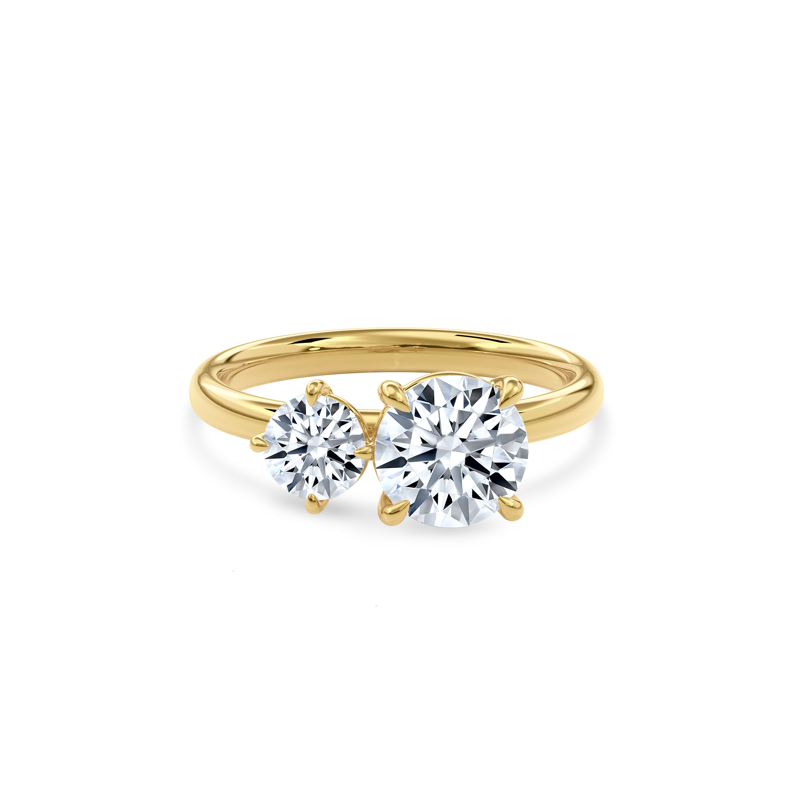 Callisto Two Stones Engagement Ring Round•Yellow Gold
