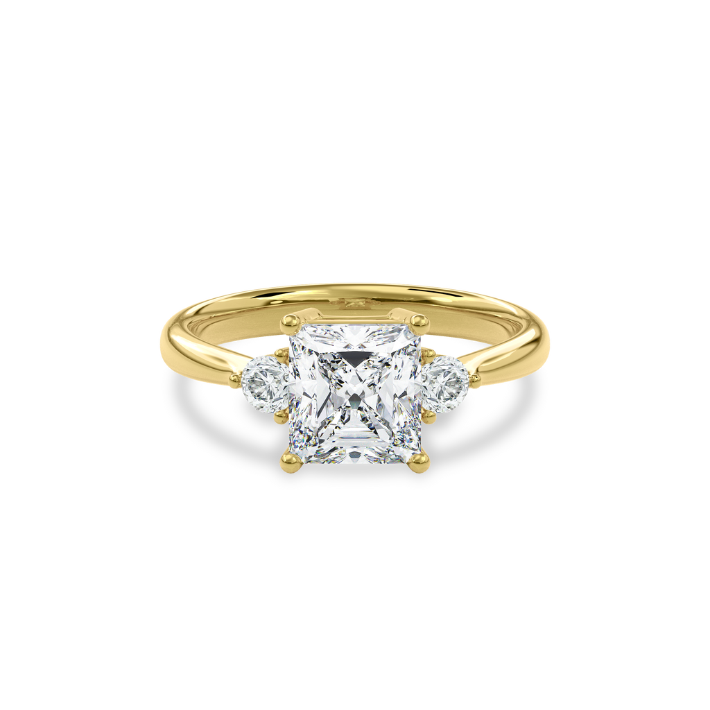 Daphnis Three Stones Engagement Ring Radiant•Yellow Gold