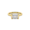 Classic Emerald Half-Bezel Set Diamond Ring in 14K Yellow Gold