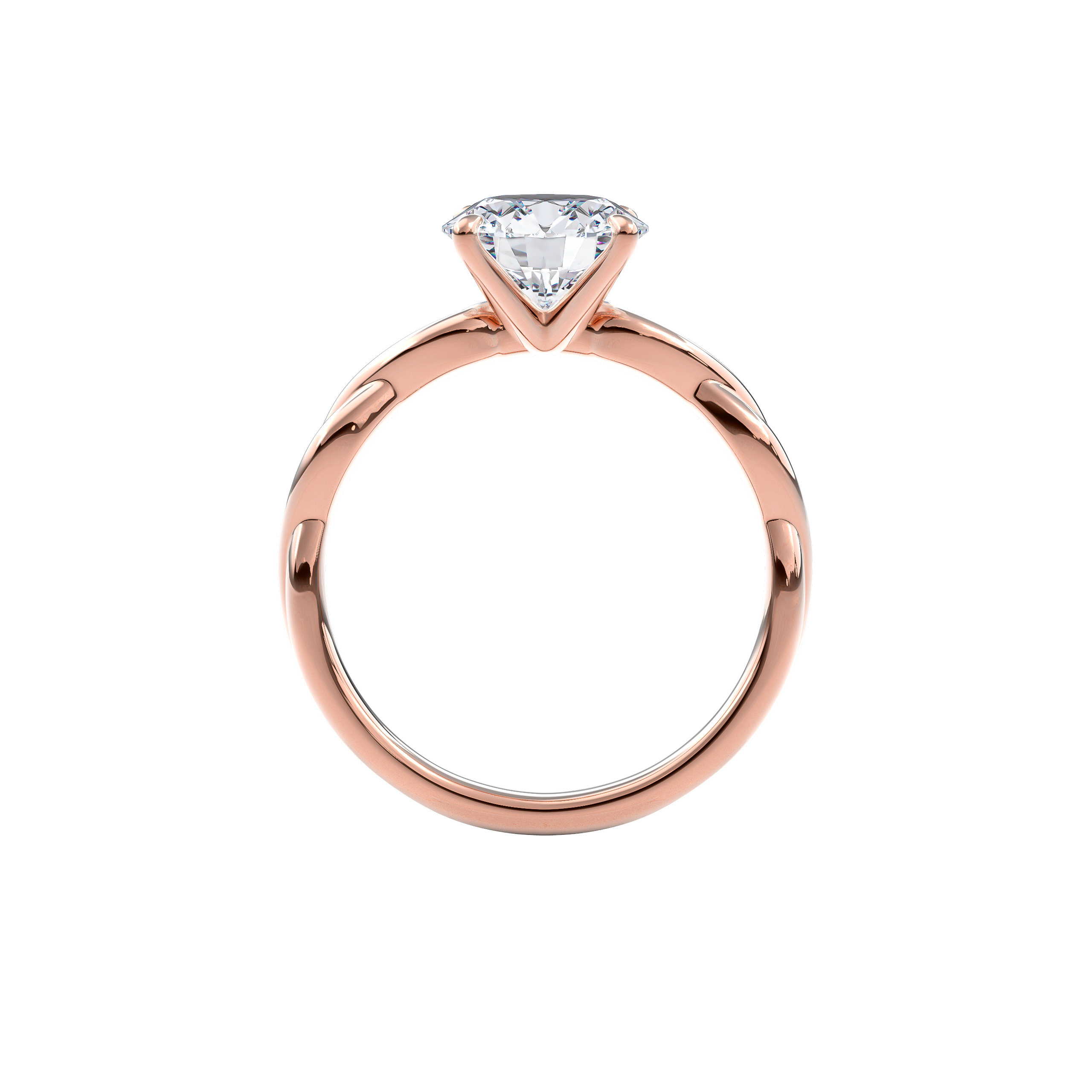 Rhea Twisted Engagement Ring Round•Rose Gold