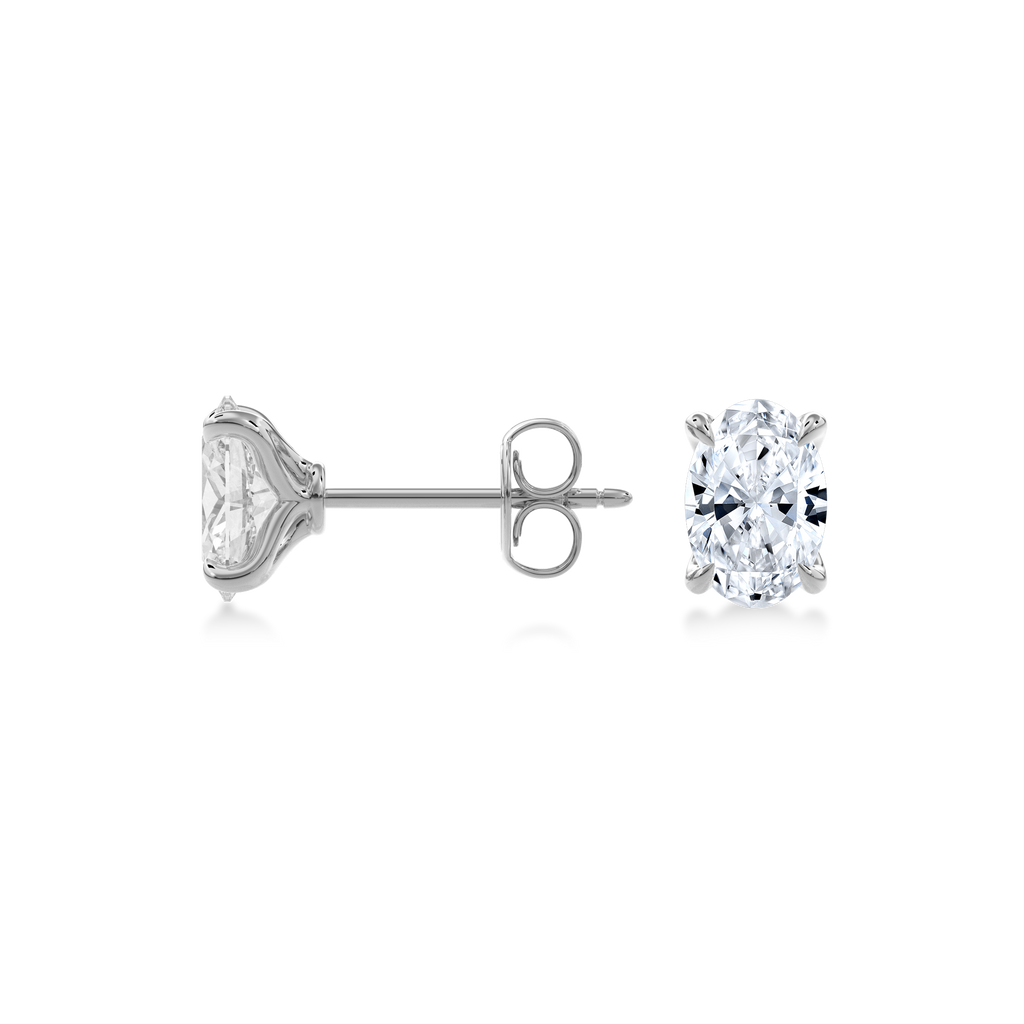 Dia Solitaire Single Stud Earring Oval•White Gold