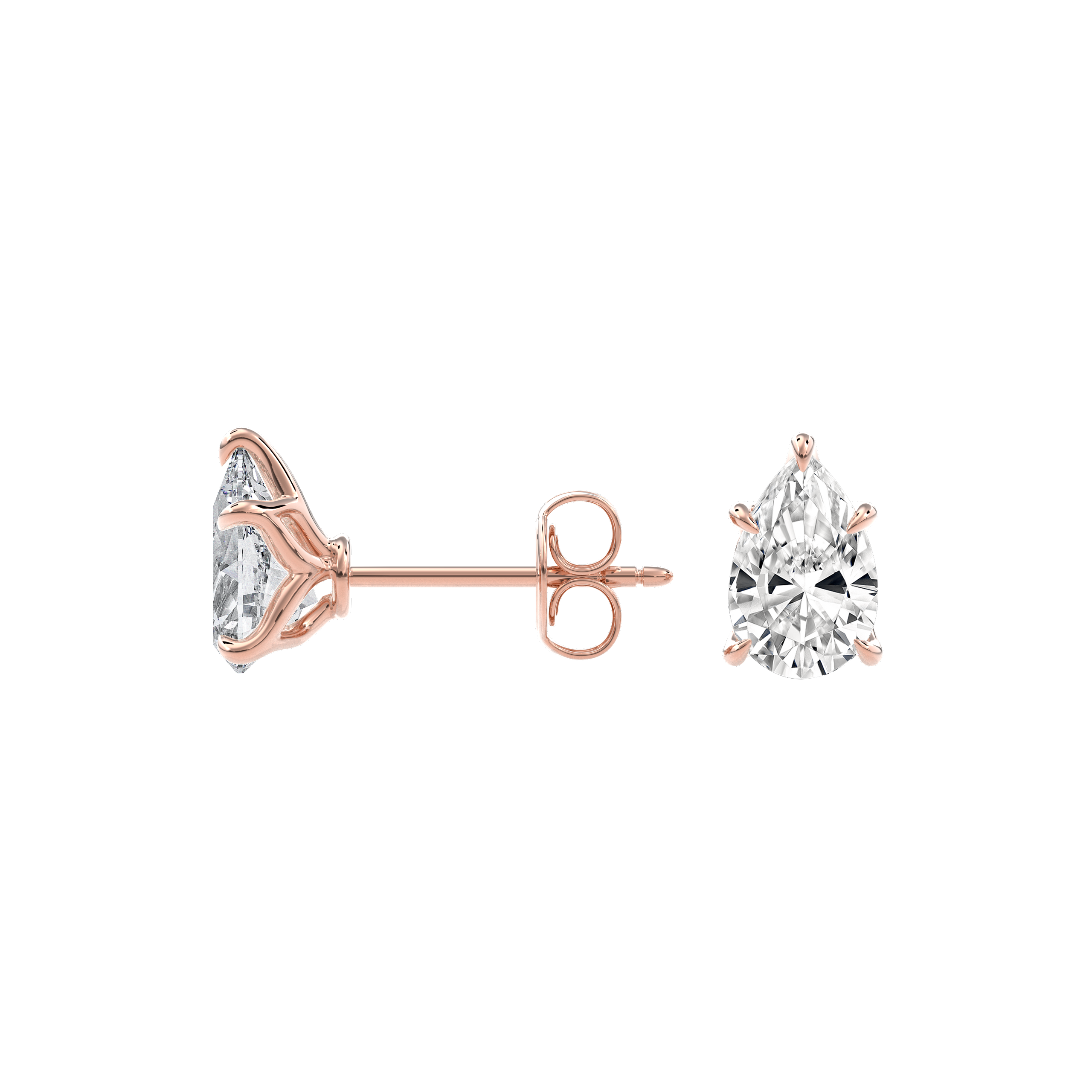 Dia Solitaire Single Stud Earring Pear•Rose Gold