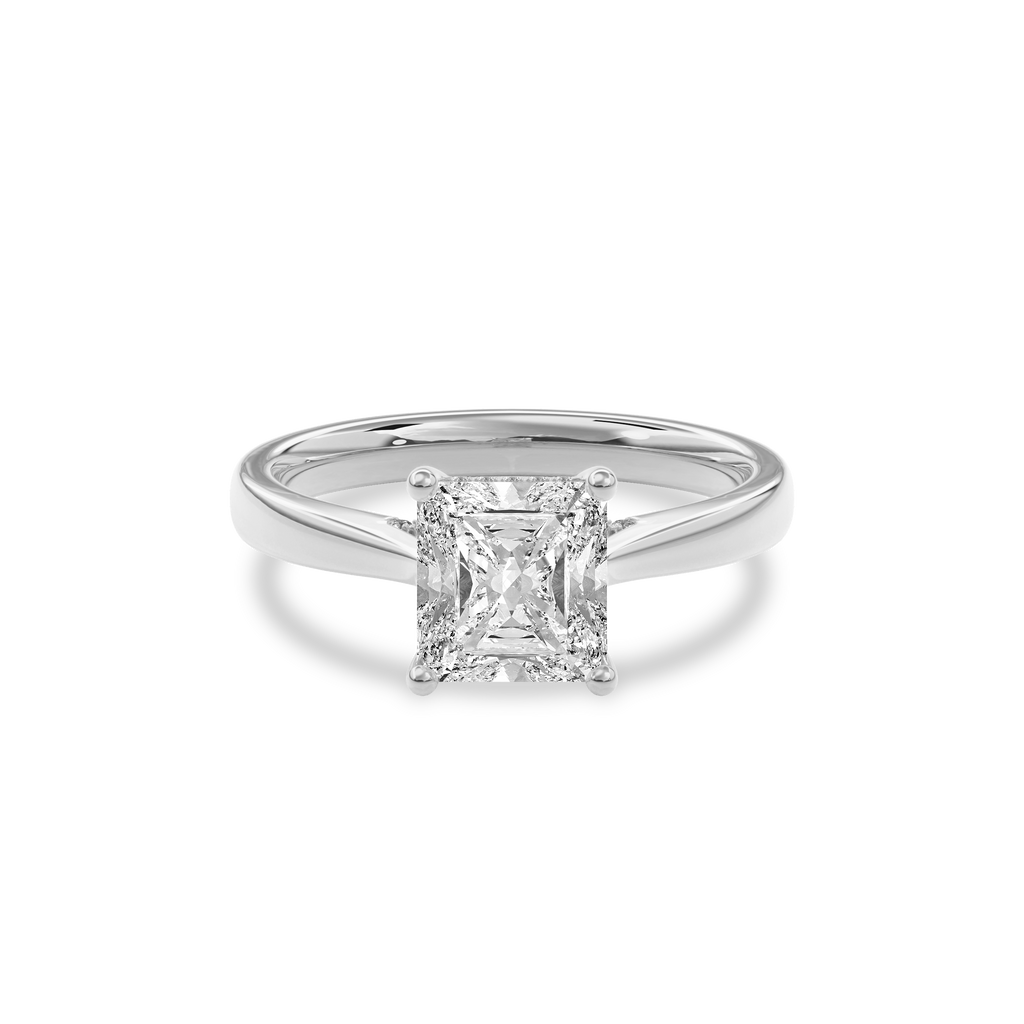 Elara Hidden Halo Salitaire Engagement Ring Radiant•White Gold