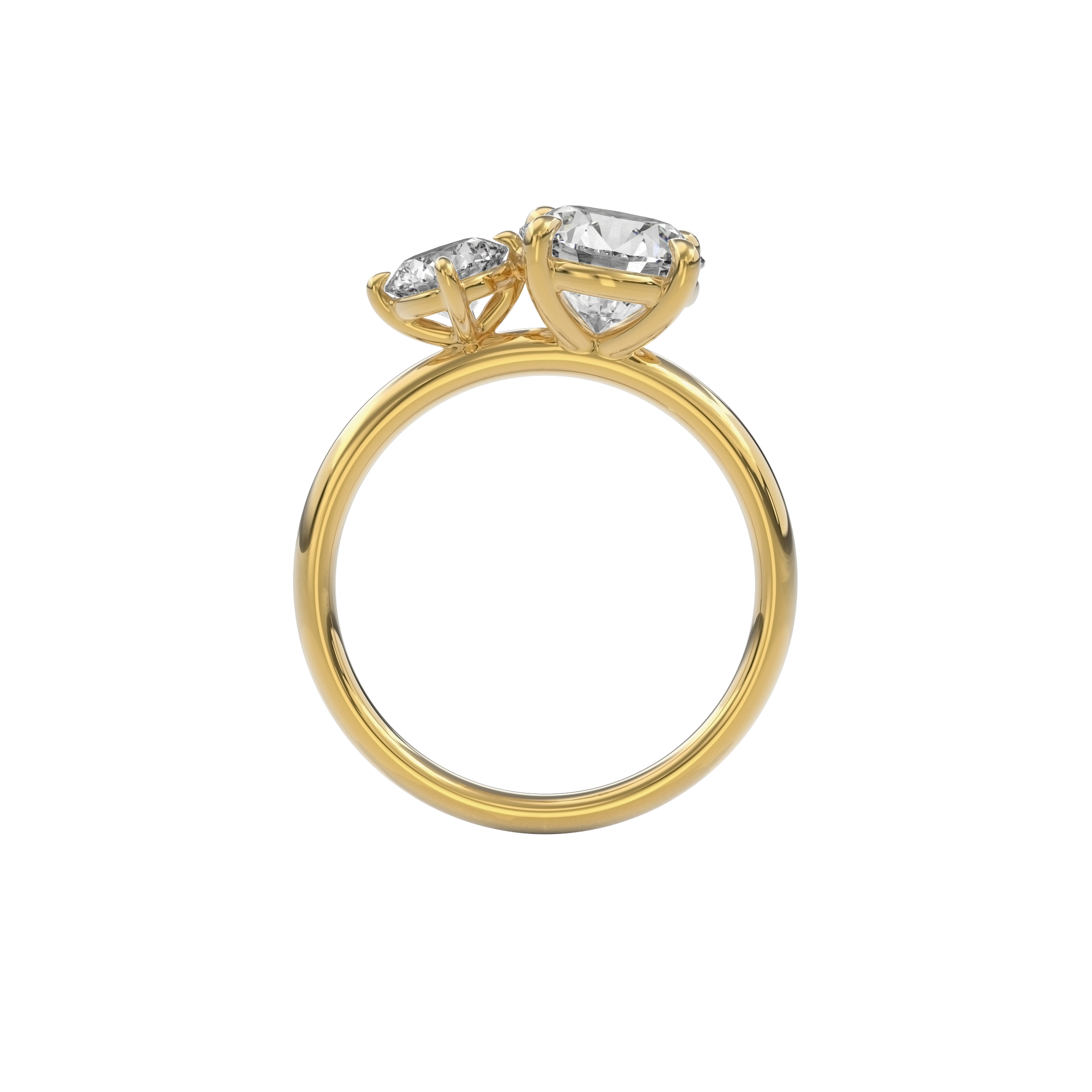 Callisto Two Stones Engagement Ring Round•Yellow Gold