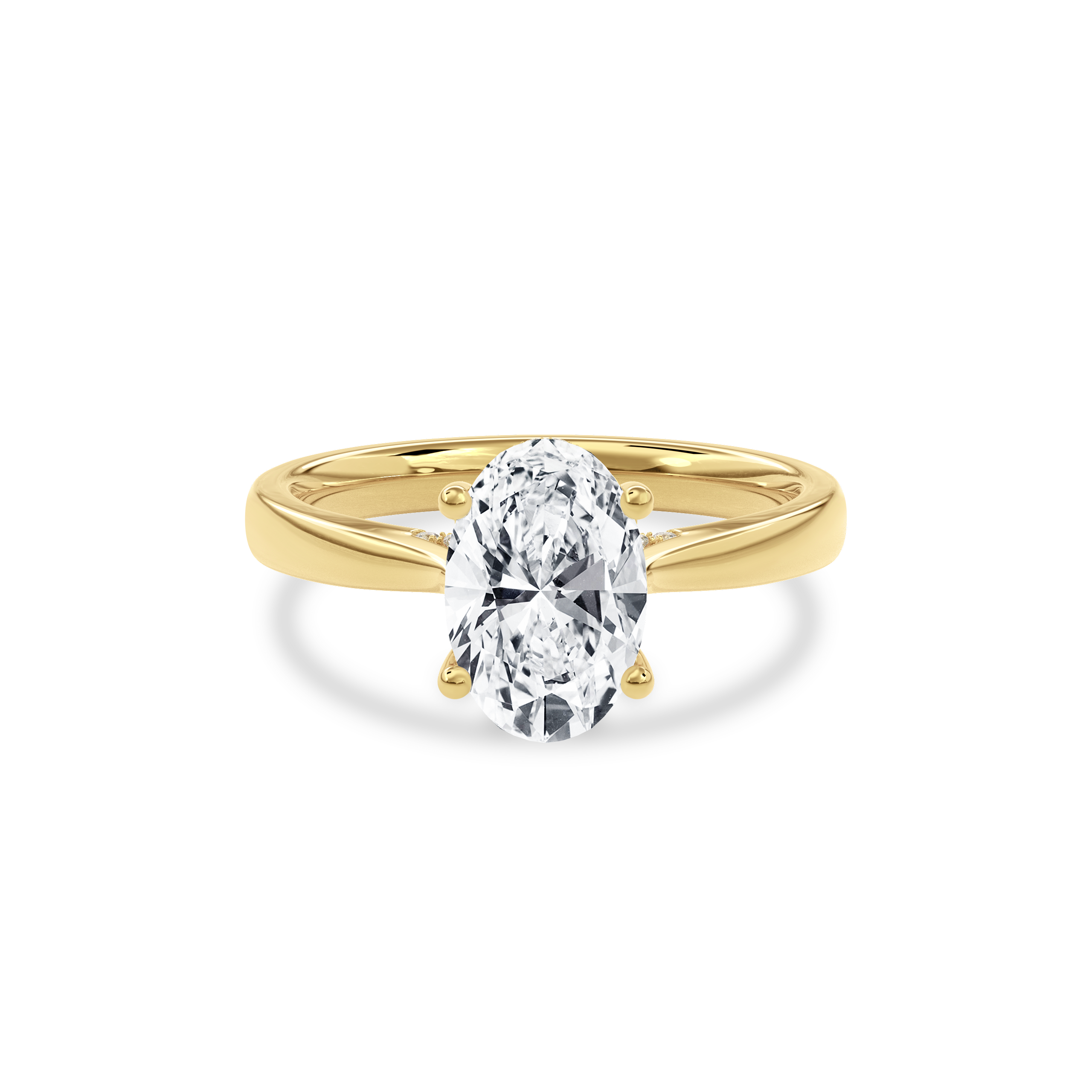 Elara Hidden Halo Salitaire Engagement Ring Oval•Yellow Gold