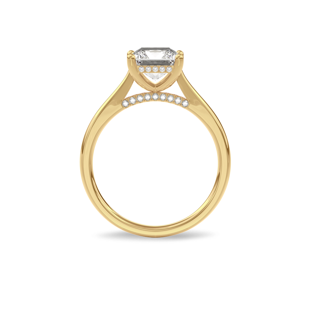 Elara Hidden Halo Salitaire Engagement Ring Radiant•Yellow Gold