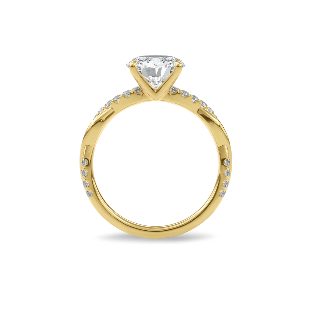 Rhea Twisted Pave Engagement Ring Round•Yellow Gold