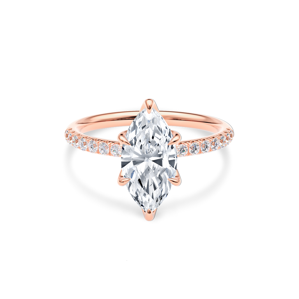 Dia Solitaire Pave Engagement Ring Marquise•Rose Gold