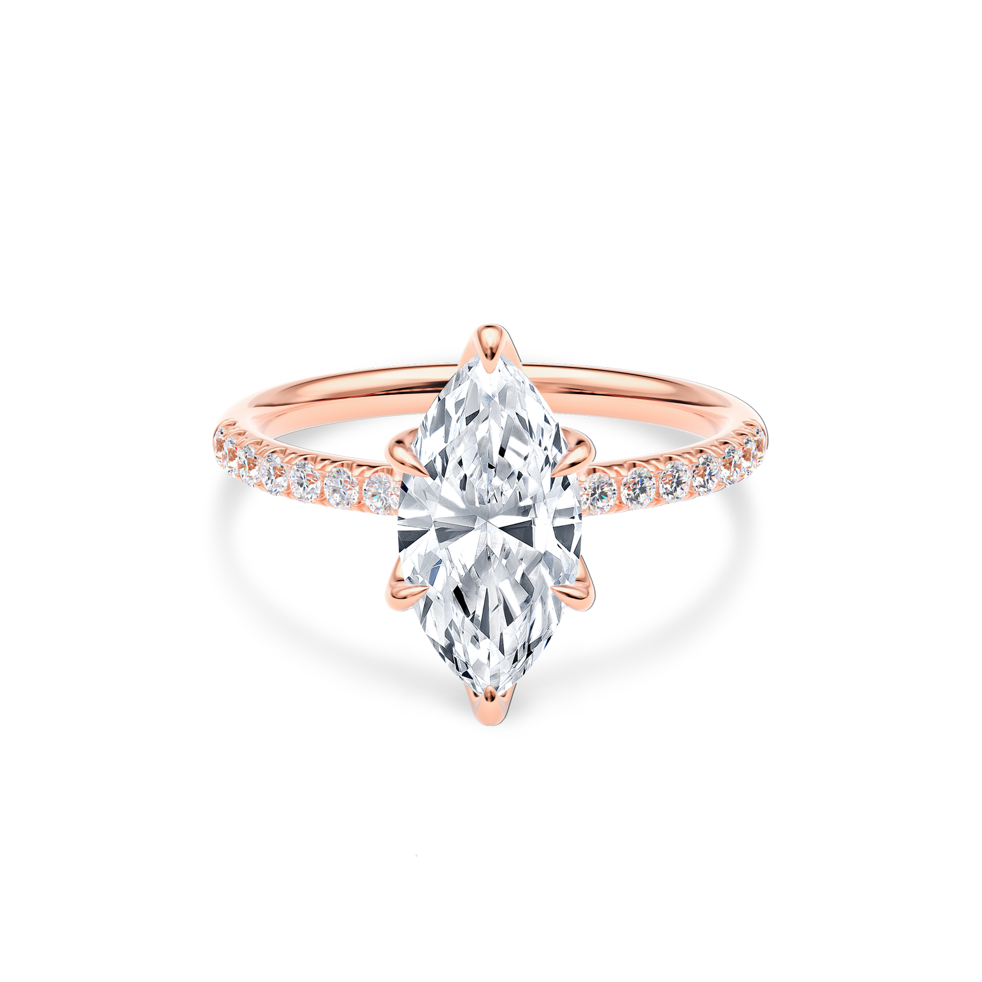 Dia Solitaire Pave Engagement Ring Marquise•Rose Gold