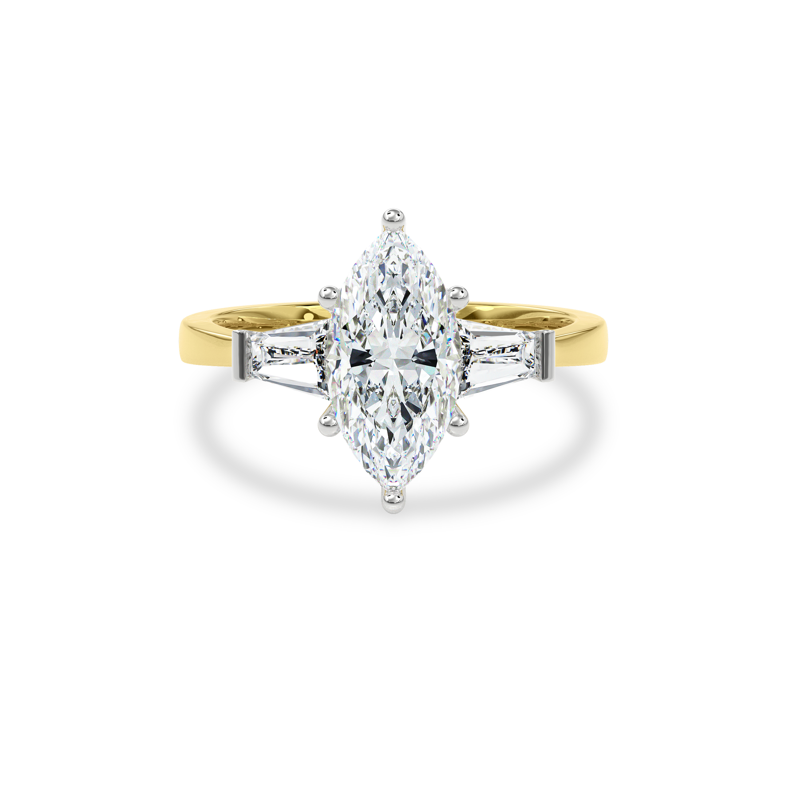Daphnis Three Stones Engagement Ring Marquise•Yellow Gold