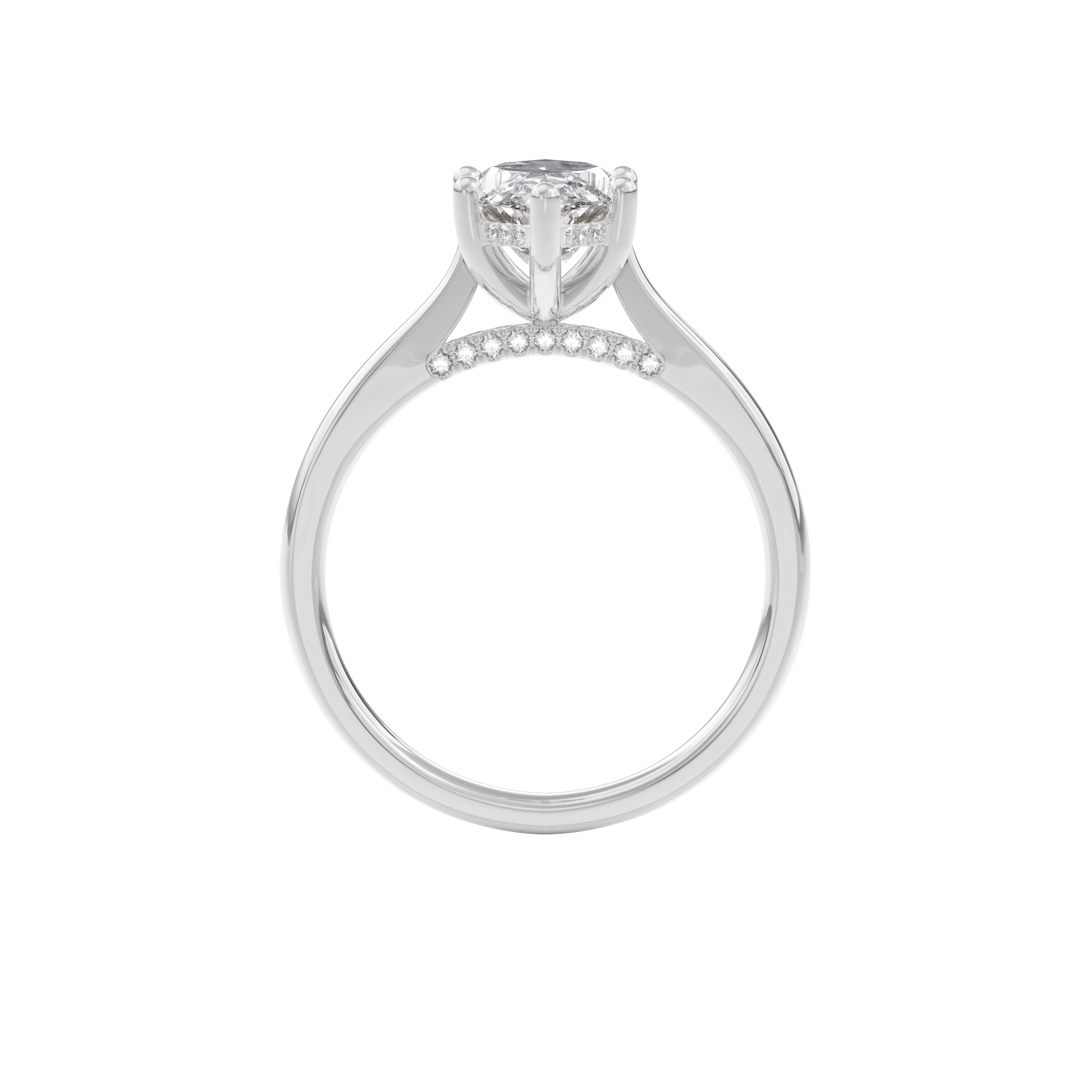 Elara Hidden Halo Salitaire Engagement Ring Marquise•White Gold