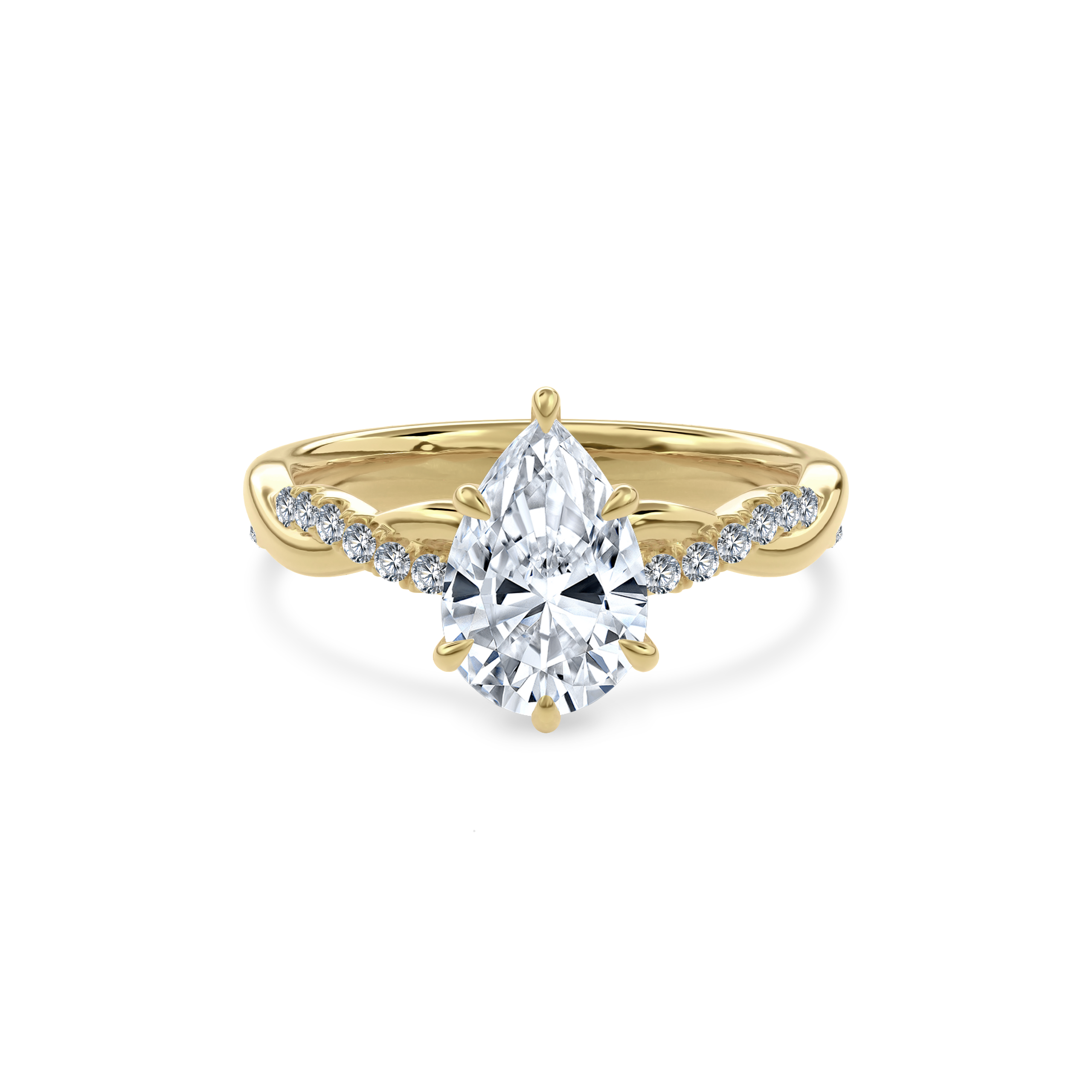 Rhea Twisted Pave Engagement Ring Pear•Yellow Gold